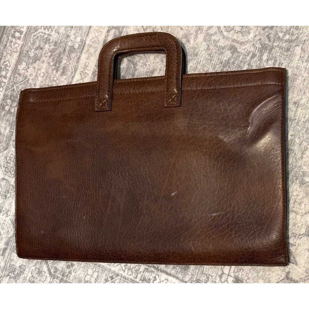 Vtg  faux Leather Legal Portfolio Briefcase Document Messenger Bag attaché case